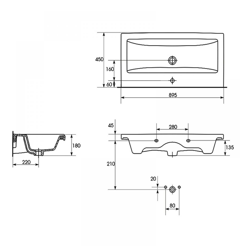 Lavoar pentru mobilier Cersanit, Como, 90 cm, alb
